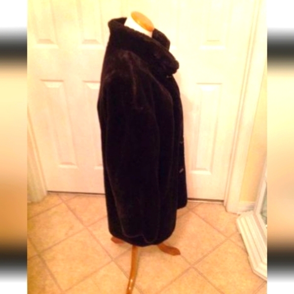 RARE VINTAGE BRoWN ReVERSIBLE ~ PLUSH Nylon & Faux FUR STRoLLer COAT SIZE SMALL - Picture 3 of 6